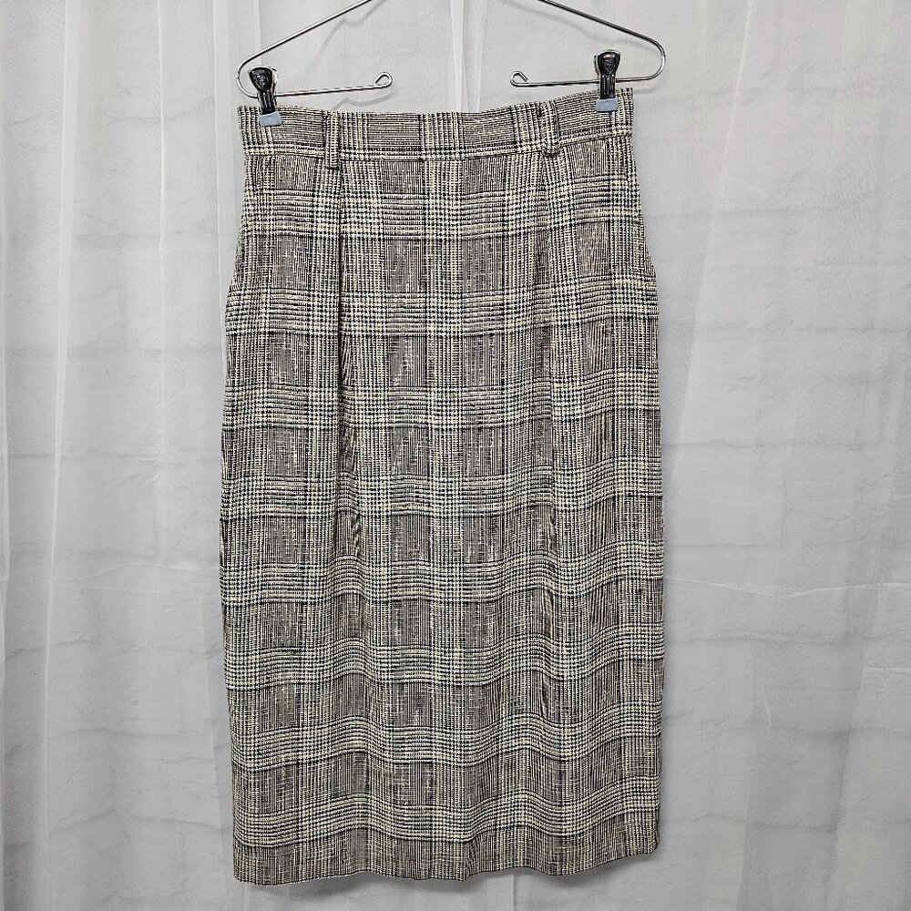 Vintage Evan Picone Skirt Midi Tan Office Twee Grunge School A-line 10